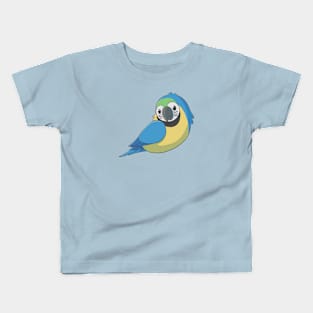 Cute fluffy blue & yellow macaw Kids T-Shirt